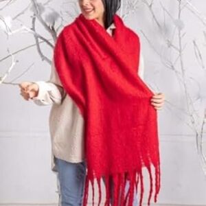Scarf shawls women cozy super soft red ruby colour